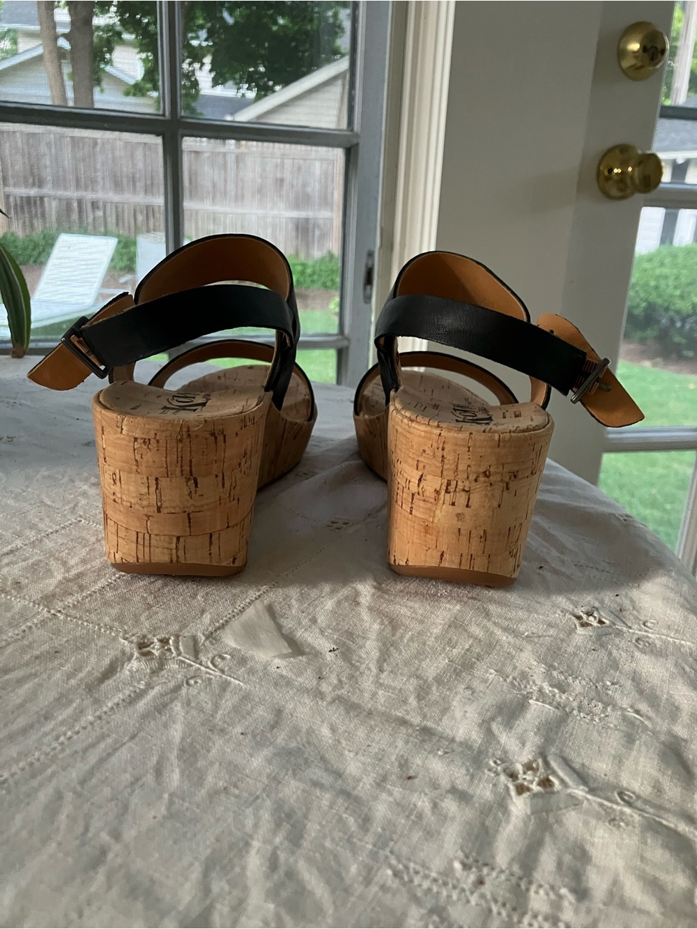 Black Cork Wedge Sandals with Ankle Strap - Women,Korks by KorkEase - Picture 3 of 3